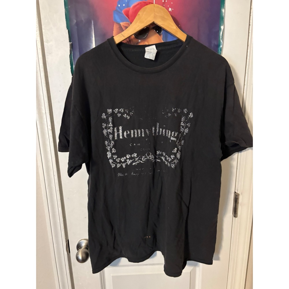 Hennything Can Happen y2k T-Shirt Mens XL Black Short Sleeve Streetwear Tee